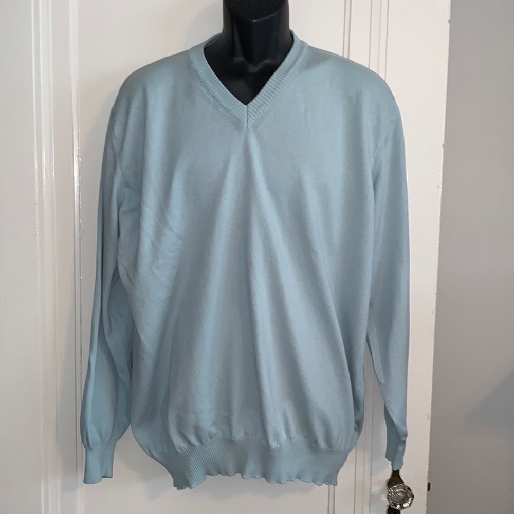 T. Harris London mint green cotton sweater‎